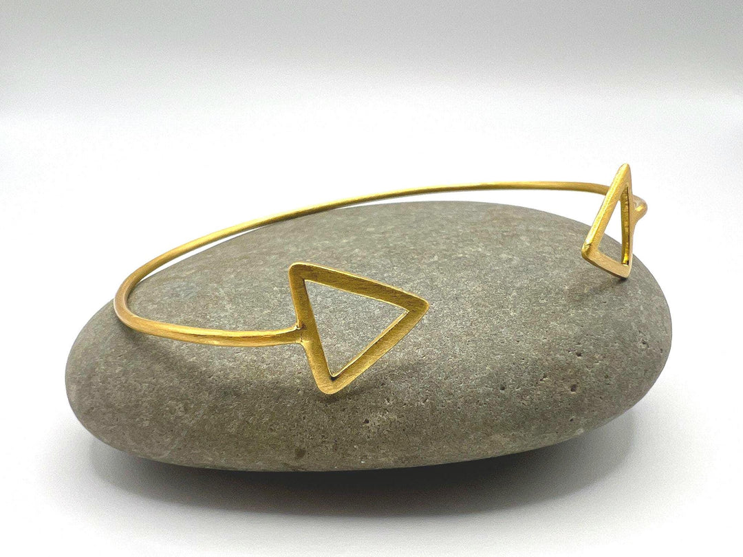 Gold Plated Triangle Cuff Bracelet with Matte Finish