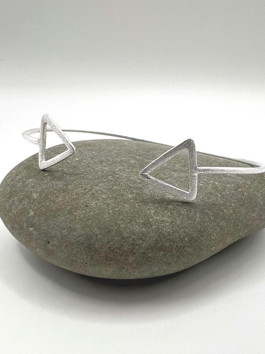 Matte 925 Silver Triangle Cuff Bracelet