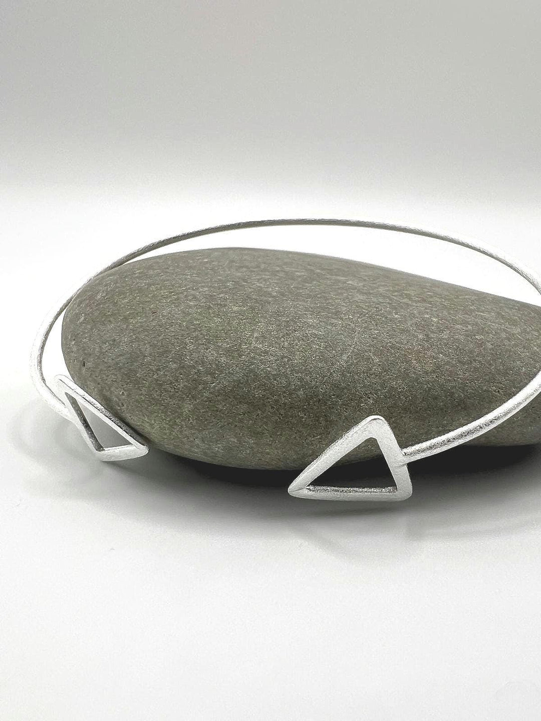 Matte 925 Silver Triangle Cuff Bracelet