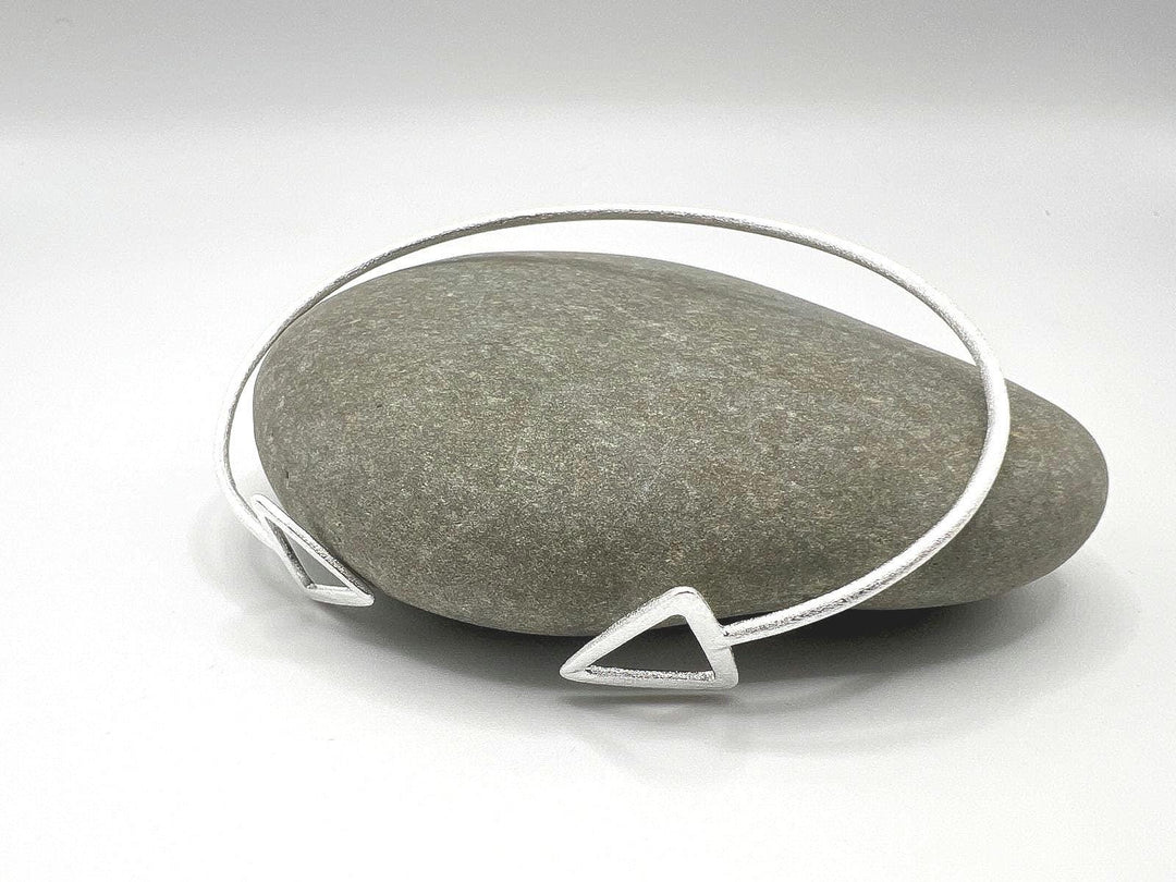 Matte 925 Silver Triangle Cuff Bracelet