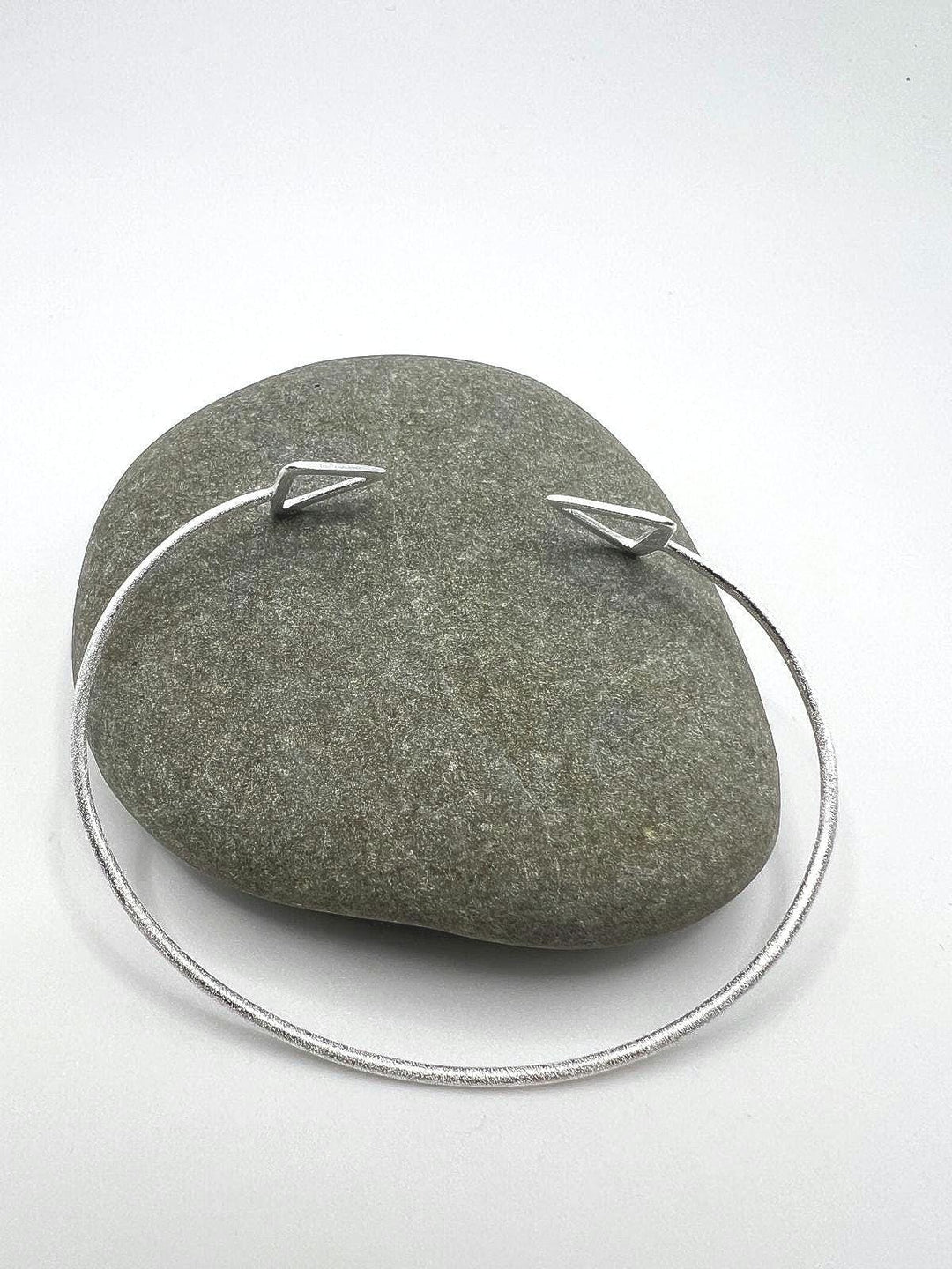 Matte 925 Silver Triangle Cuff Bracelet
