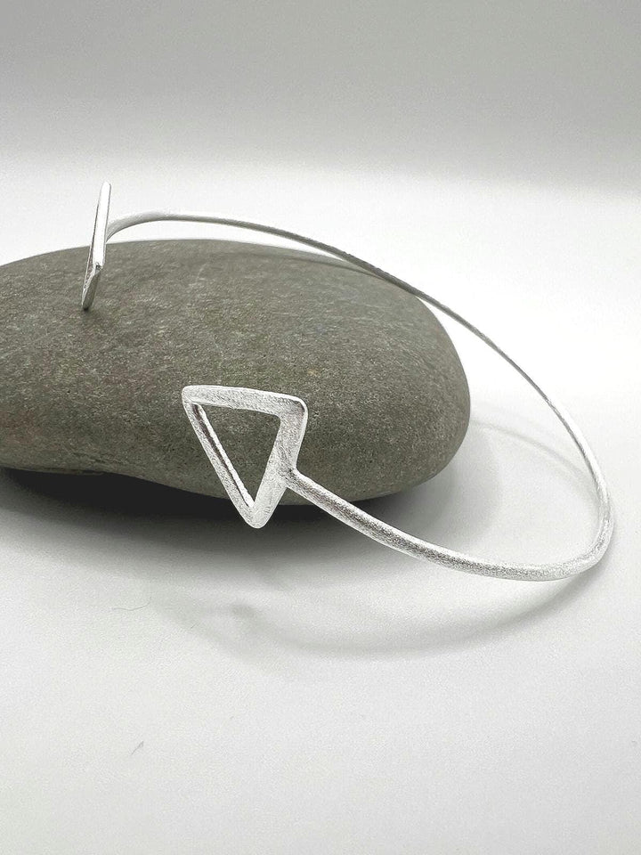 Matte 925 Silver Triangle Cuff Bracelet