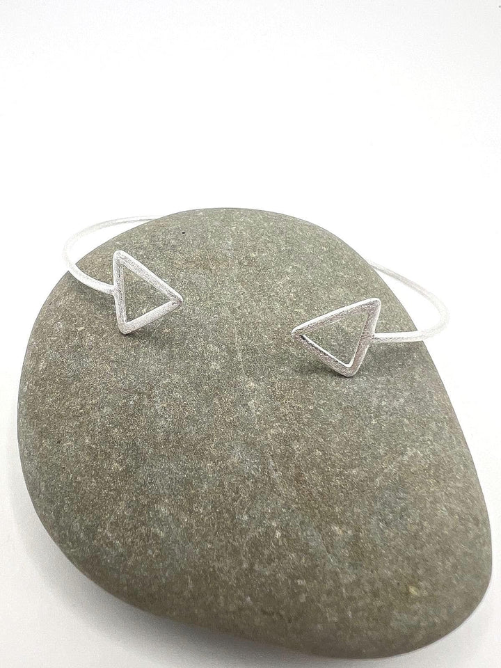 Matte 925 Silver Triangle Cuff Bracelet