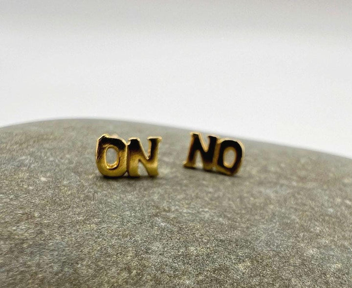 NO ON Reversible Letter Stud Earrings — 18k Gold Plated