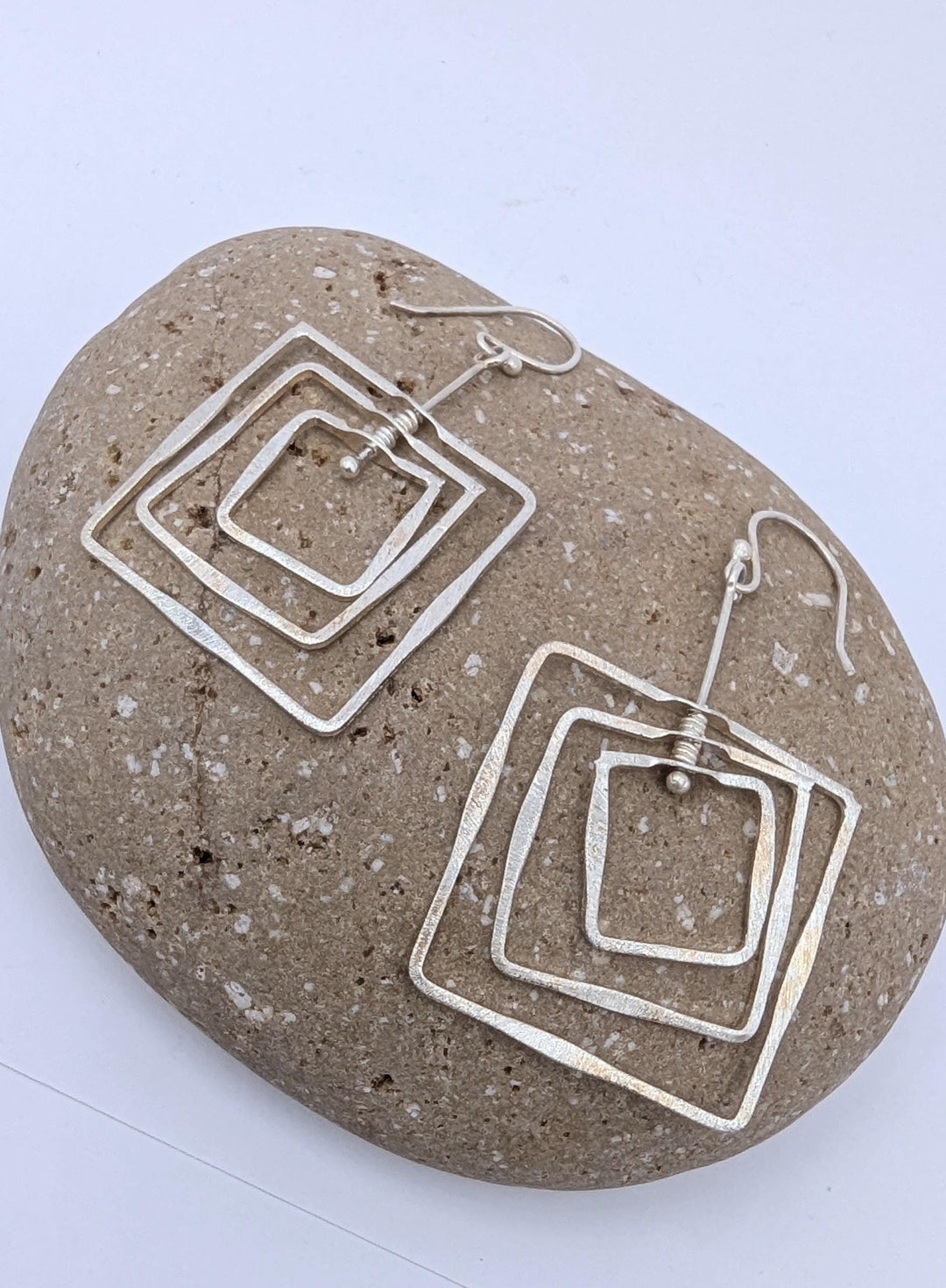Triple Square Motion Earrings — 925 Silver