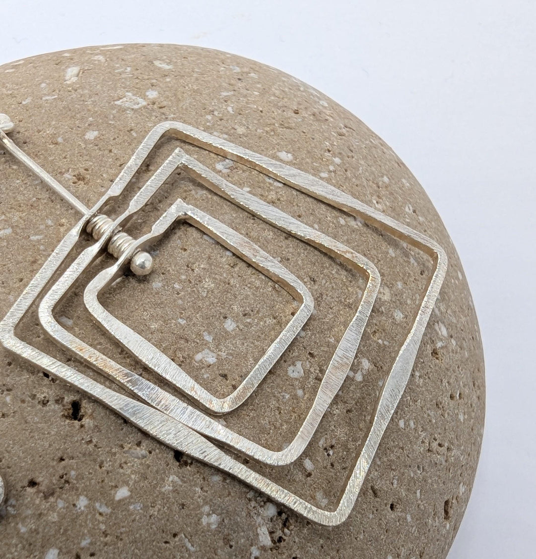 Triple Square Motion Earrings — 925 Silver