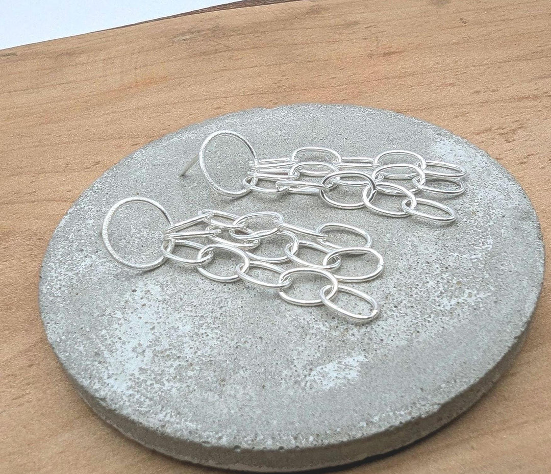 Matte Multi-Chain Dangle Earrings — 925 Silver