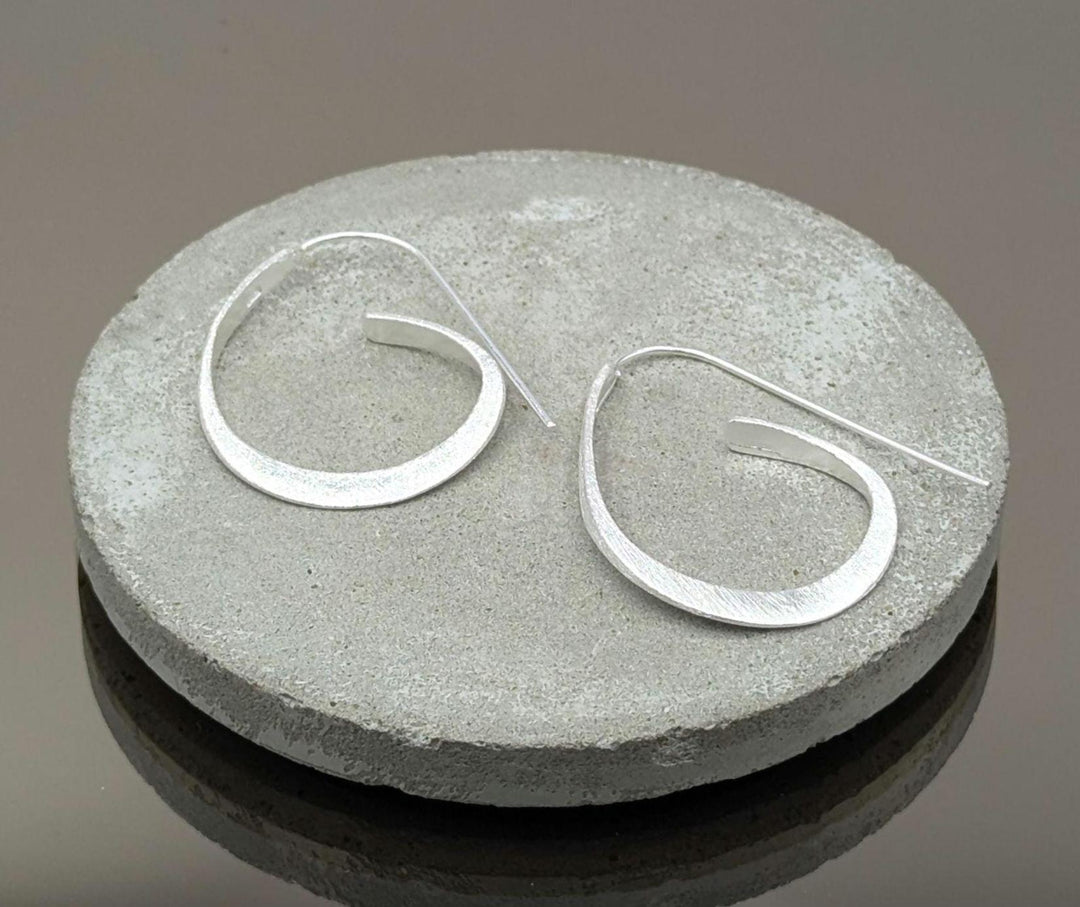 Matte Teardrop Threader Earrings — 925 Silver