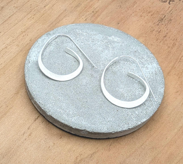 Matte Teardrop Threader Earrings — 925 Silver