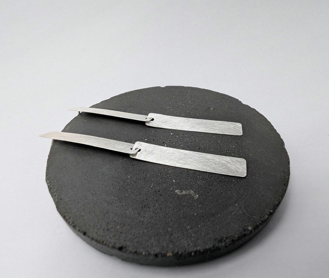 Matte Long Bar Dangle Earrings — 925 Silver