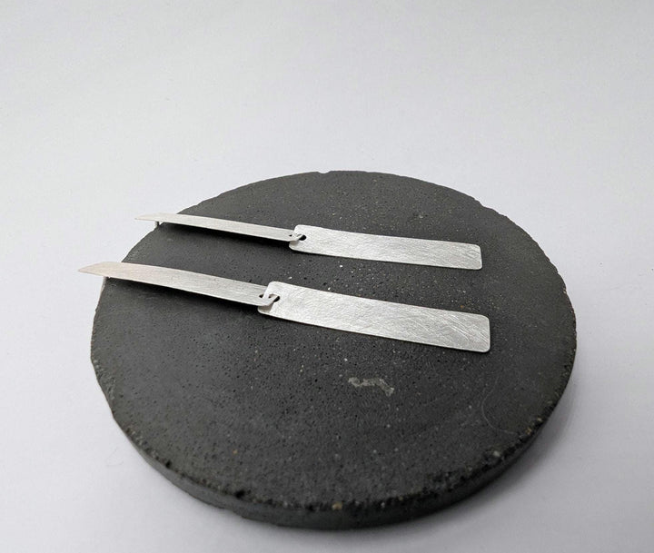 Matte Long Bar Dangle Earrings — 925 Silver