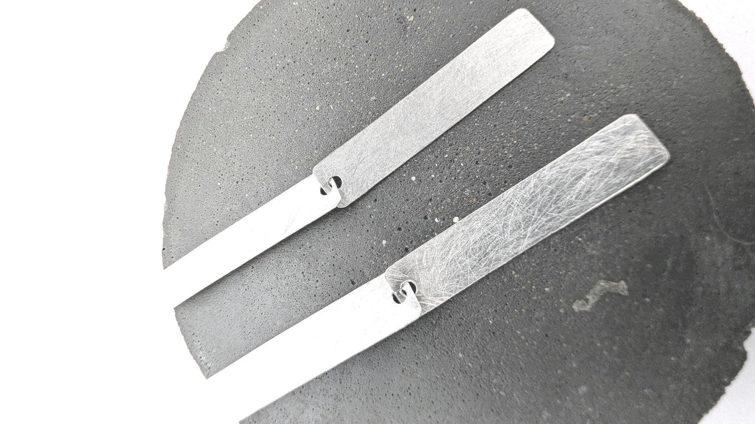 Matte Long Bar Dangle Earrings — 925 Silver