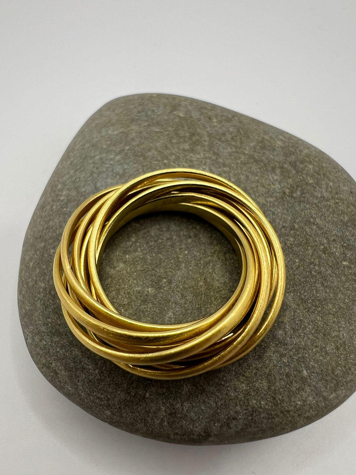 9-Band Gold Stacking Ring • 18k Gold Plated 925 Silver