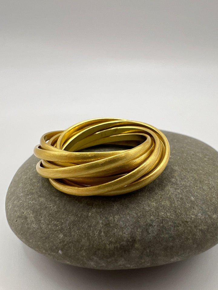 9-Band Gold Stacking Ring • 18k Gold Plated 925 Silver