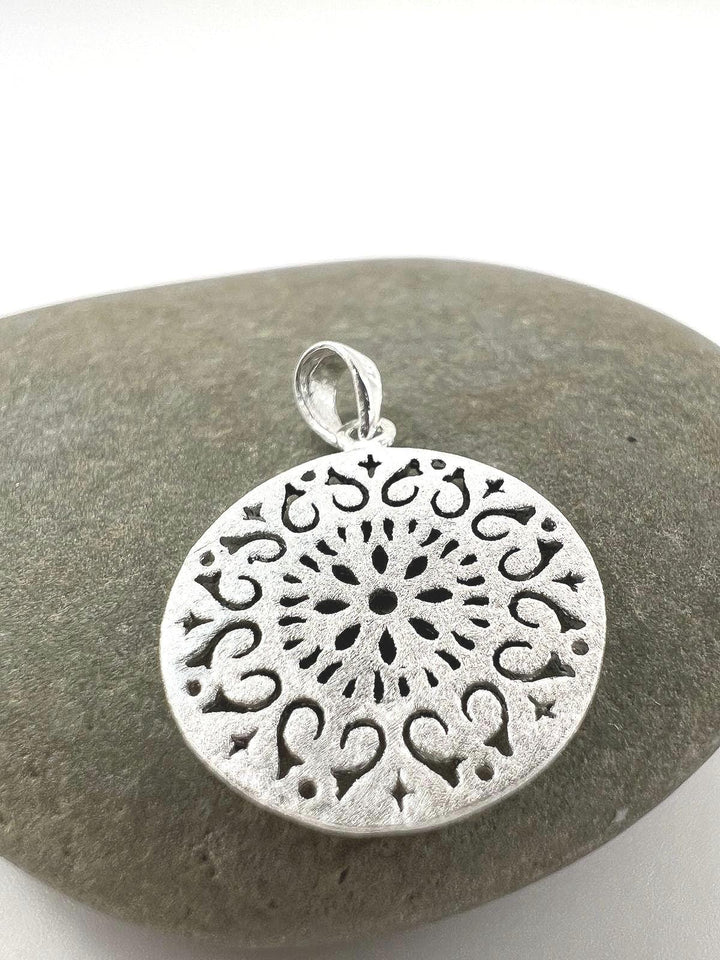 Mandala Pendant — Matte 925 Silver