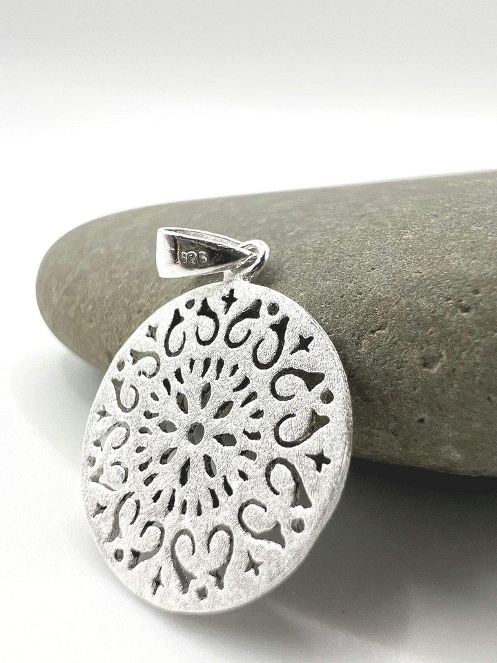 Mandala Pendant — Matte 925 Silver