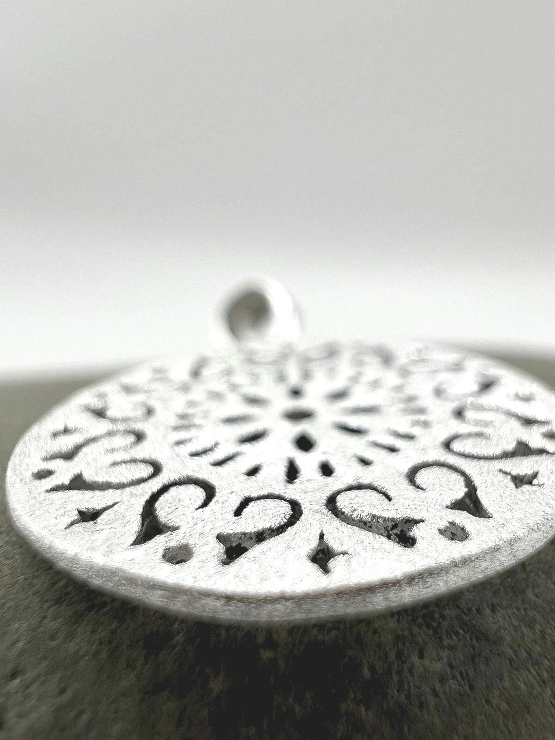 Mandala Pendant — Matte 925 Silver