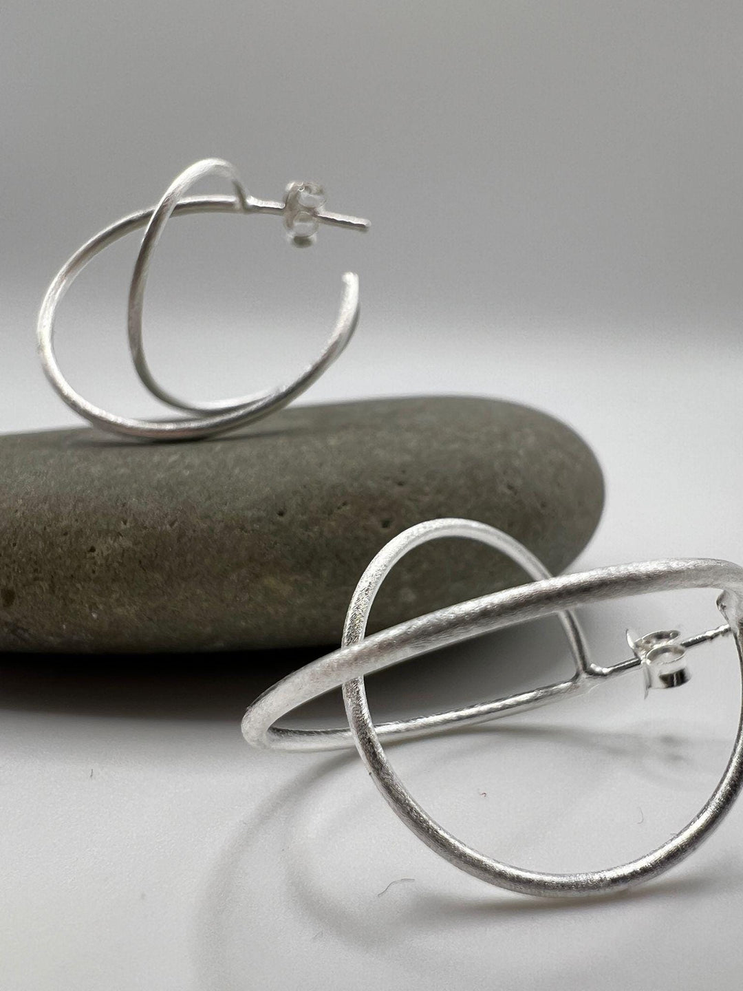 Matte 3D Spiral Hoops — 925 Silver