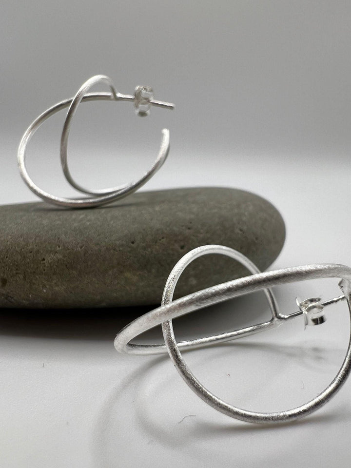 Matte 3D Spiral Hoops — 925 Silver