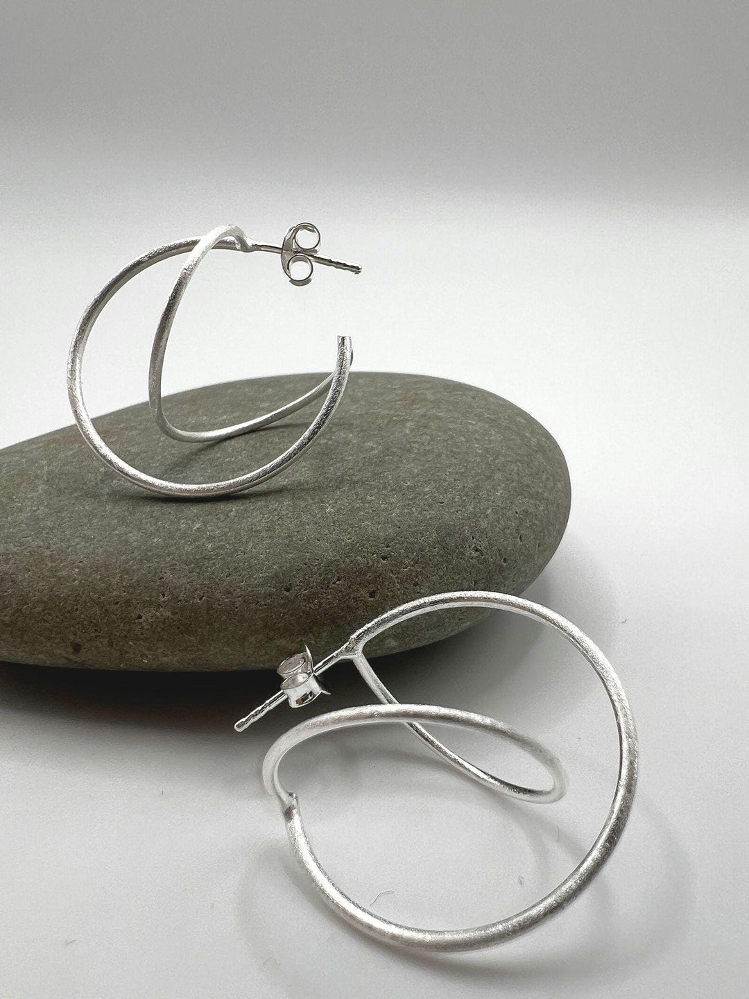 Matte 3D Spiral Hoops — 925 Silver