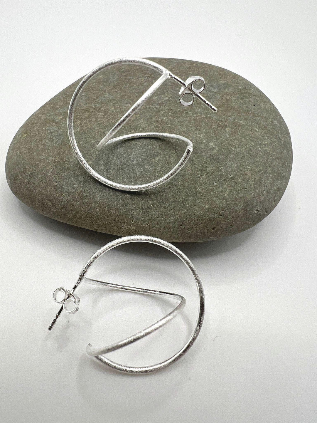 Matte 3D Spiral Hoops — 925 Silver