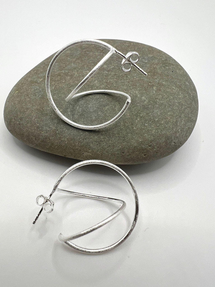 Matte 3D Spiral Hoops — 925 Silver