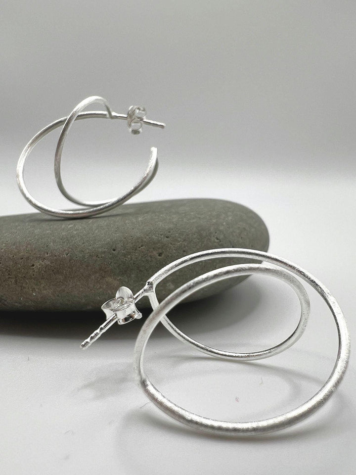 Matte 3D Spiral Hoops — 925 Silver