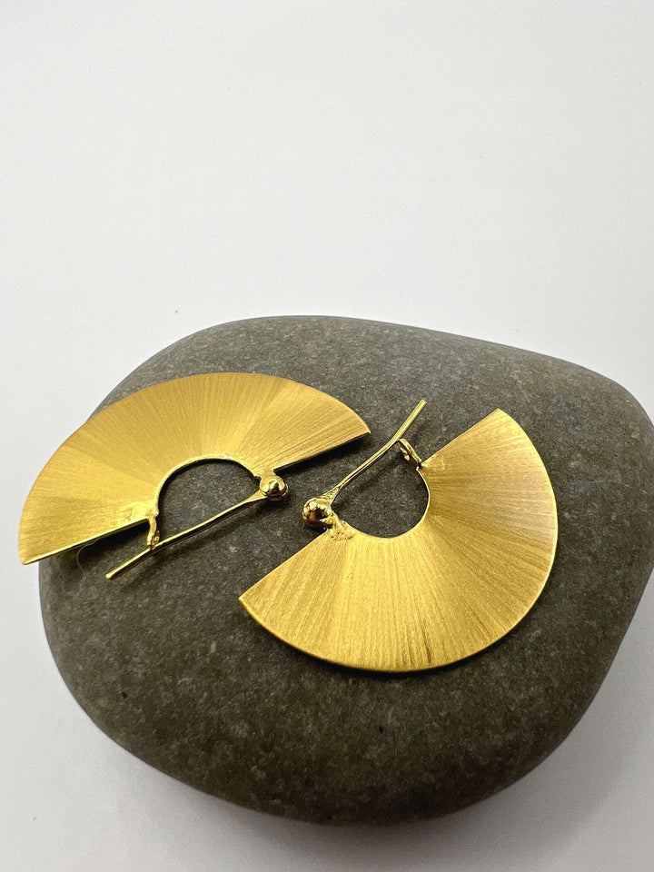 Matte Gold Fan Earrings — 18k Gold Plated