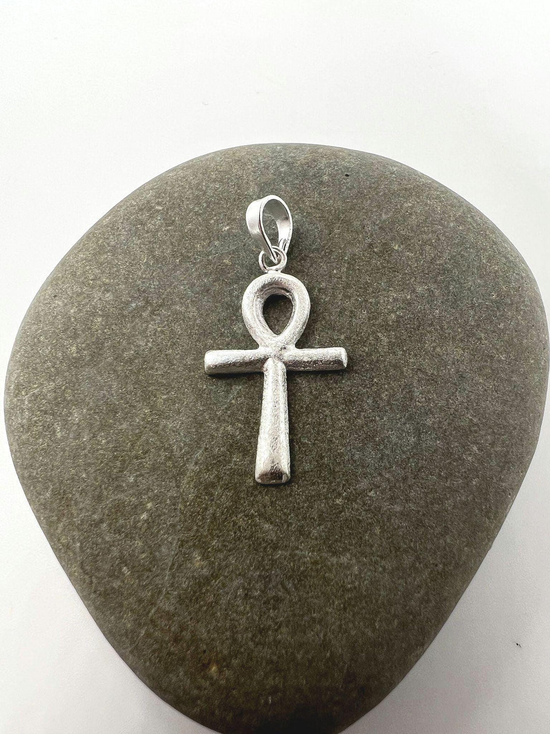 Ankh Pendant — Matte 925 Silver