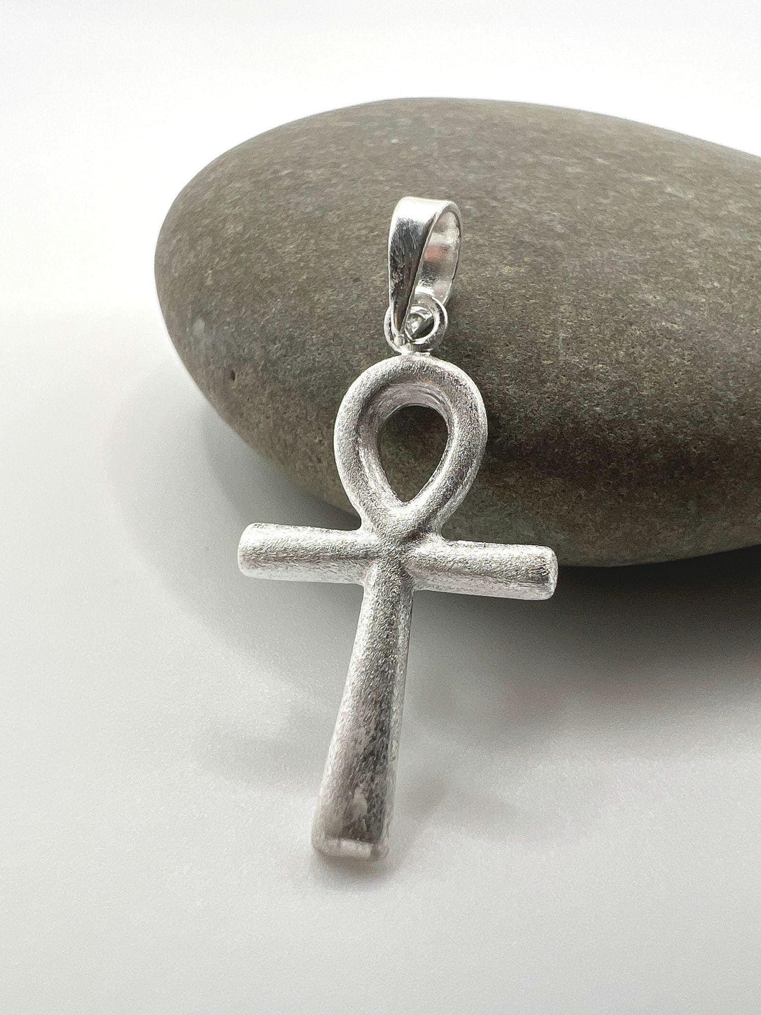 Ankh Pendant — Matte 925 Silver