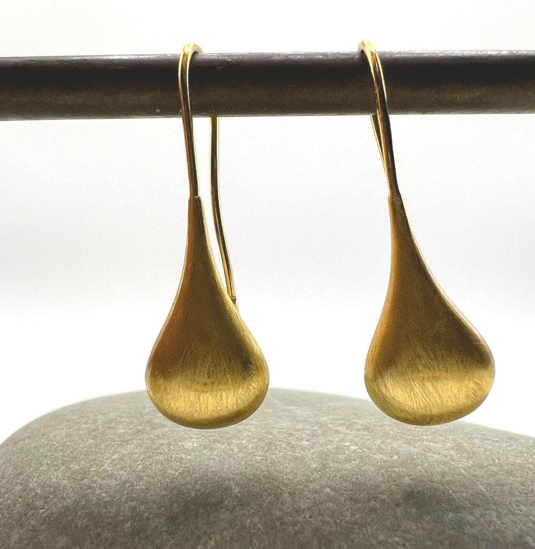 18K Gold Plated 925 Silver Teardrop Earrings | Matte Finish