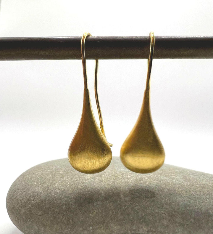18K Gold Plated 925 Silver Teardrop Earrings | Matte Finish