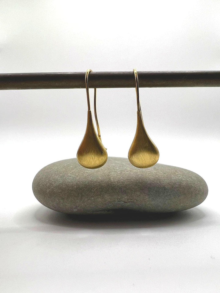18K Gold Plated 925 Silver Teardrop Earrings | Matte Finish