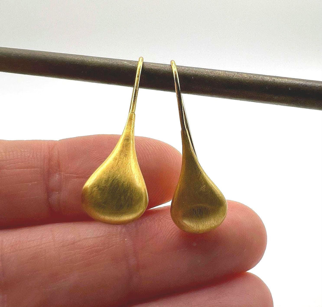 18K Gold Plated 925 Silver Teardrop Earrings | Matte Finish