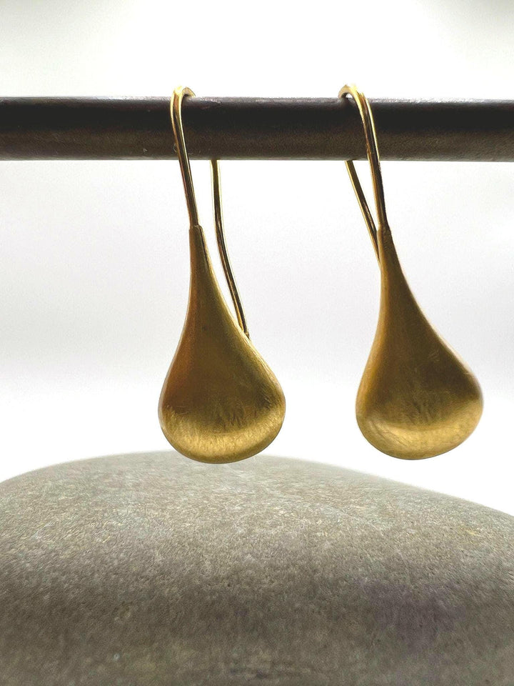 18K Gold Plated 925 Silver Teardrop Earrings | Matte Finish
