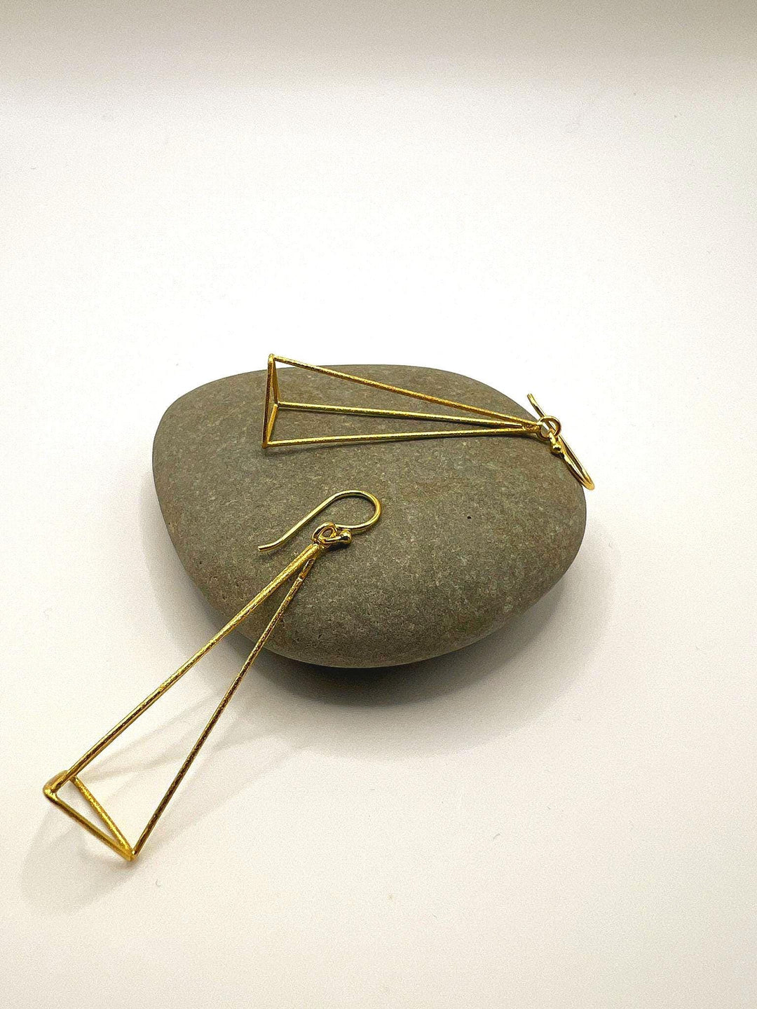 Geometric Dangle Earrings with Matte Finish• 18k Gold Plated 925 Silver