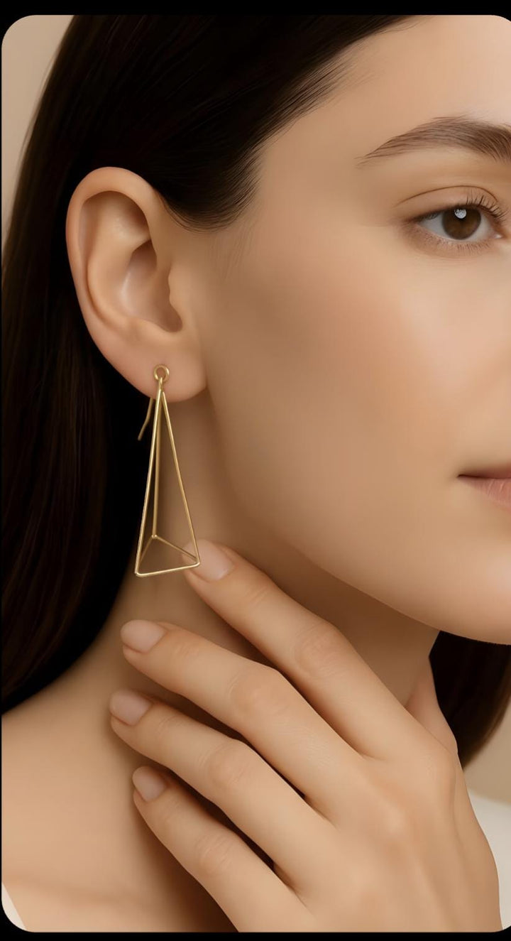 Geometric Dangle Earrings with Matte Finish• 18k Gold Plated 925 Silver