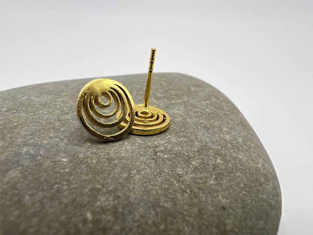 Matte Spiral Stud Earrings — 18k Gold Plated