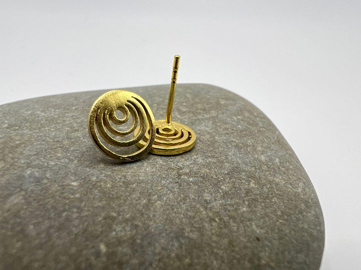 Matte Spiral Stud Earrings — 18k Gold Plated