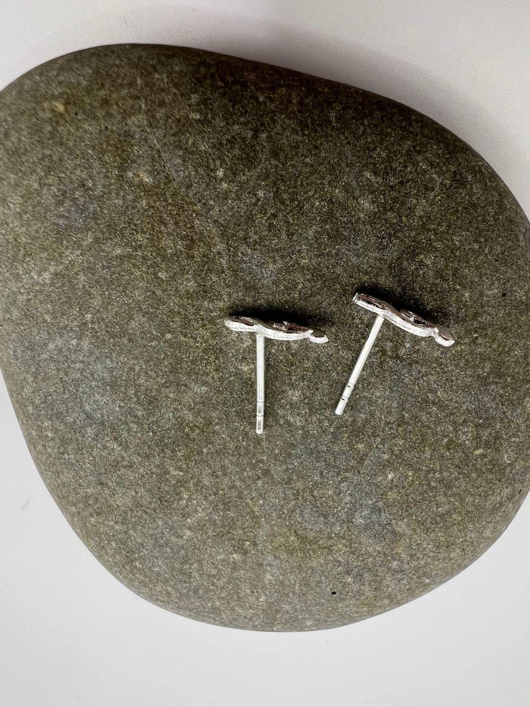 Matte Musical Note Stud Earrings — 925 Silver