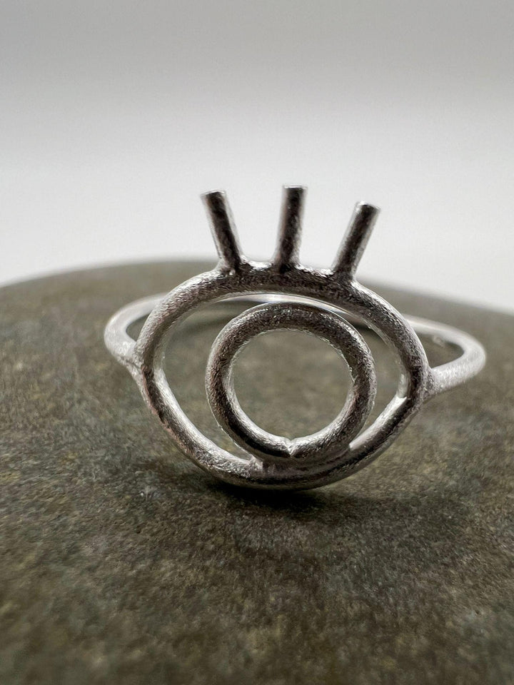 Matte Evil Eye Ring - 925 Silver