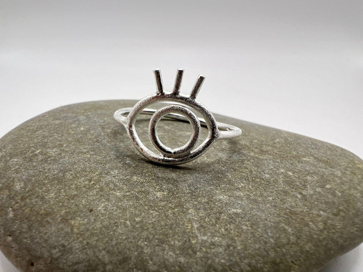 Matte Evil Eye Ring - 925 Silver