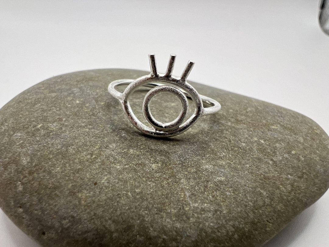 Matte Evil Eye Ring - 925 Silver