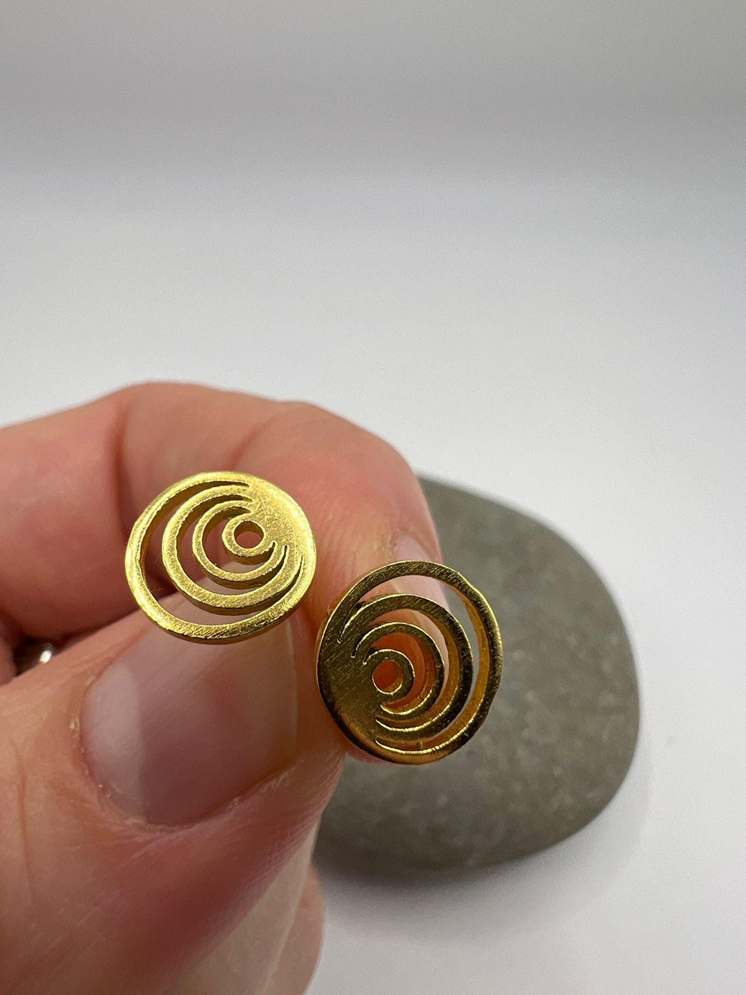 Matte Spiral Stud Earrings — 18k Gold Plated