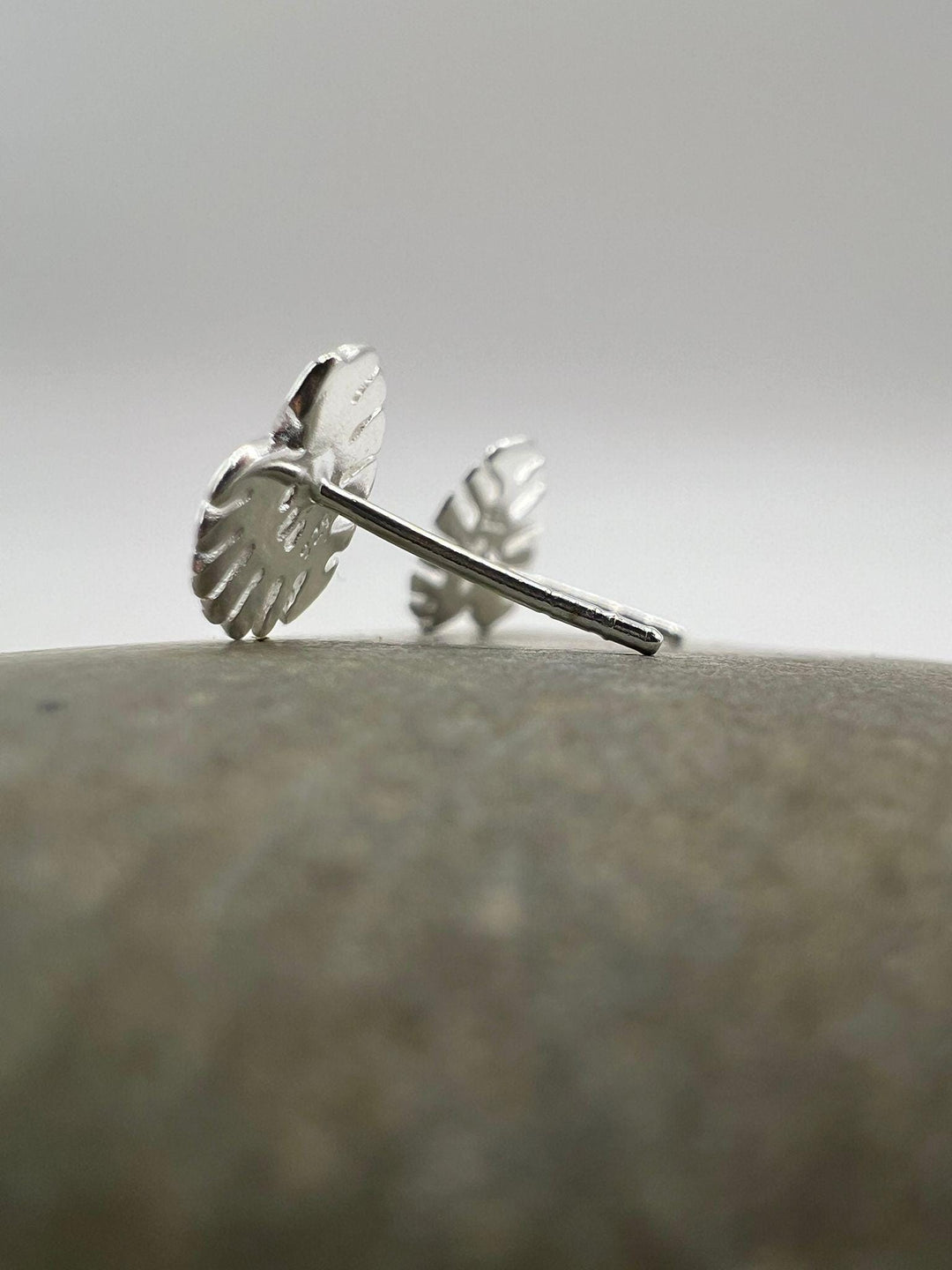 Matte Monstera Leaf Stud Earrings — 925 Silver