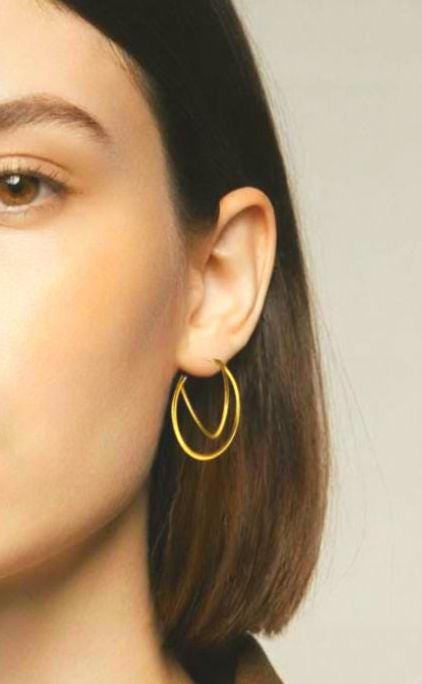 3D Sculptural Hoop Earrings — Matte 18k Gold Plated