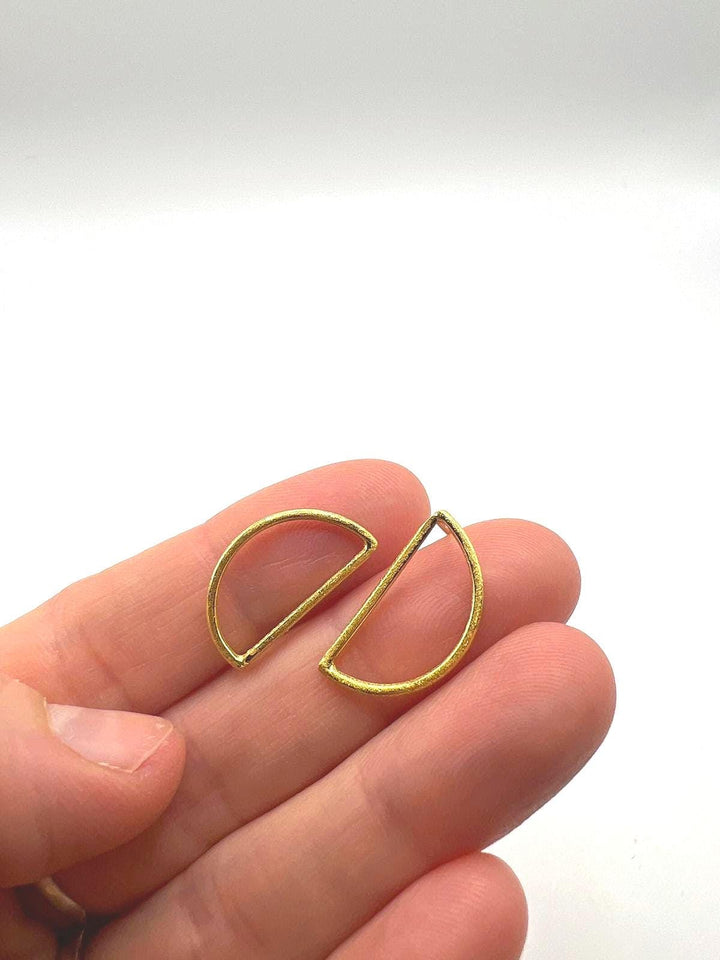 Matte Gold Semicircle Stud Earrings — 18k Gold Plated