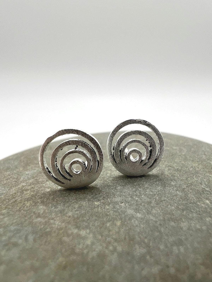 Matte Minimalist Concentric Circle Stud Earrings — 925 Silver