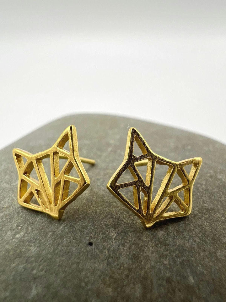 Matte Fox Stud Earrings — 18k Gold Plated