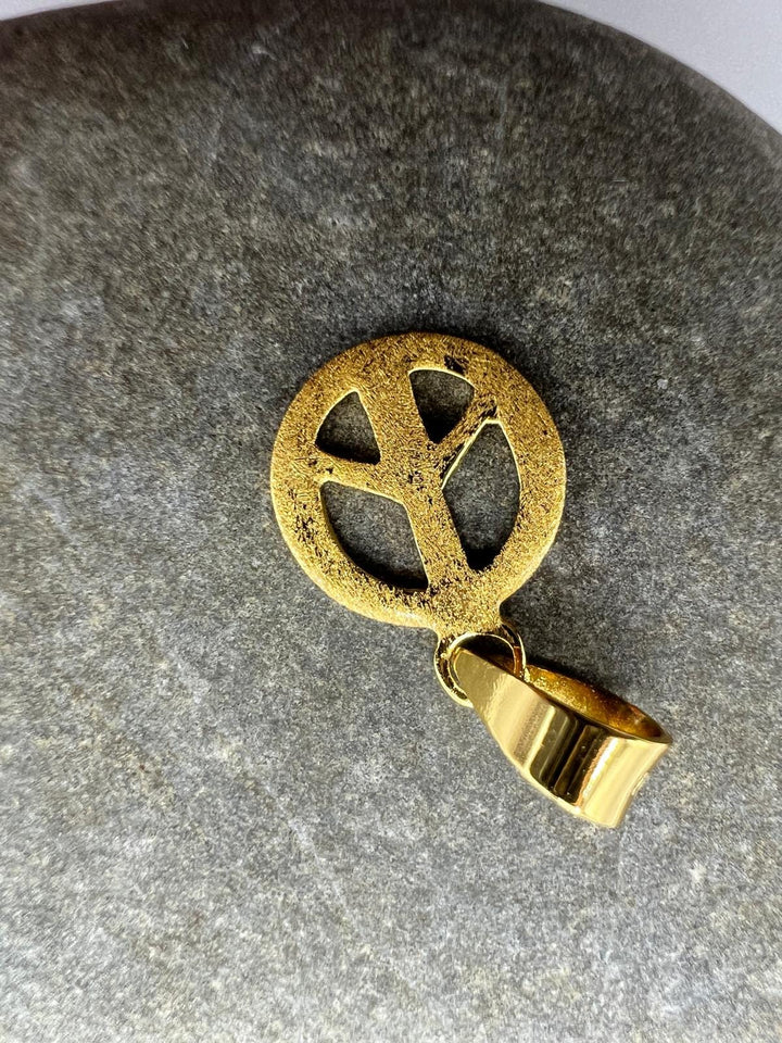 Matte Gold Plated Peace Symbol Pendant